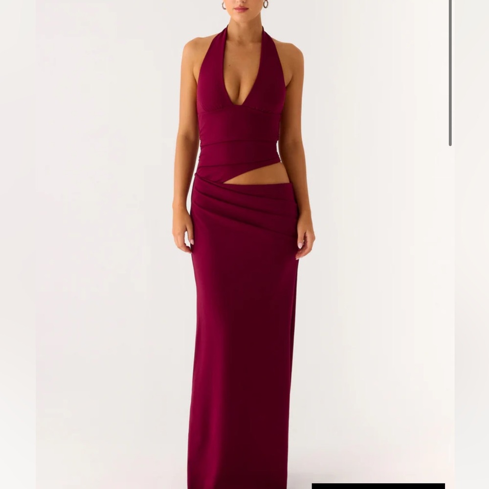 Peppermayo Deep Red Backless Maxi Dress